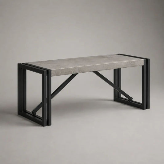 Rechteckiger Couchtisch aus MDF und Stahl in Grau/Schwarz, 110 × 45 × 45 cm