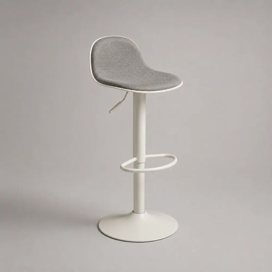 Höhenverstellbarer Barhocker aus Metall und Stoff, 360° drehbar, Grau/Weiß, 44 × 48 × 84–105 cm